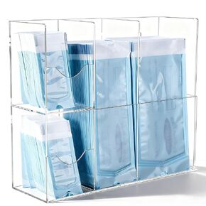 SEANADO Sterilization Pouch Organizer – 4-Compartment Acrylic Dispenser Holder, Wall Mount or Desktop Rack for All Size Sterilization Pouches in Kuwait