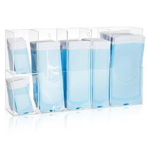 Leinuosen Clear Acrylic Sterilization Pouches Dispenser Rack Organizer Multi-Sized 6 Divided Stations Wall Mount Holder for All Size Sterilization Pouches in Kuwait