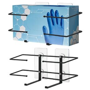 Metal Glove Holder for Wall Mount(2 Pack),Glove Box Holder Wall Mount for Laboratory,Healthcare, Hospital, Restaurants,Black Medical Glove Holder with Mounting Accessories Included in Kuwait