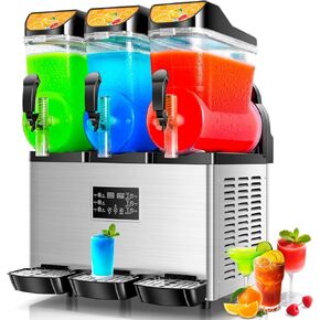 آلة سلاشي، 15 لتر × 3 خزانات ثلاثية مارجريتا وآلة سلاشي التجارية، 180+ كوب 1200 وات 110 فولت آلة دايكيري كهربائية كبيرة مع وضع التنظيف الذاتي، للحفلات المنزلية والمطاعم والمقاهي in Kuwait