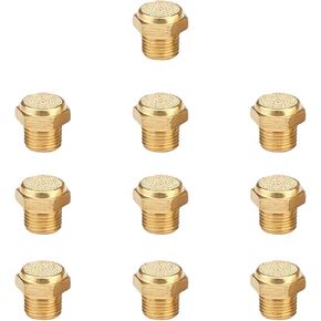 10Pcs Generator Silencer Flat Type Brass Pneumatic Exhaust Muffler M5 Sintered Bronze Breather Vent Filter for Air Compressor Valve Cylinder Noise Reduction (M5) in Kuwait