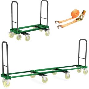 شاحنة يدوية خضراء شديدة التحمل بسعة 1322 رطلاً، عربة أدوات قابلة للتوسيع ذات 8 عجلات مع حزام 6 أمتار، 5 أطوال قابلة للتعديل (42.5 إلى 94.5 بوصة) عربة منصة دوللي لنقل مستودع الأثاث الصناعي in Kuwait
