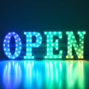 EPL OPEN RGBW Wave, LED 4G Full-color changes sign, Eye-catching, Super Bright, 17"x48", Remote Control & Animated Motion (LARGE 17"x48") in Kuwait