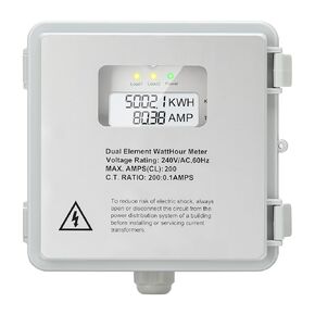 Outdoor Surface Mount Mechanical Counter, Zuomeng 120/240V 2P3W 200A Mini Power Meter Kit with IP65 Waterproof Enclosure, Includes 2 Solid Core CTs, Precision Dual-Circuit PWH Measurement in Kuwait