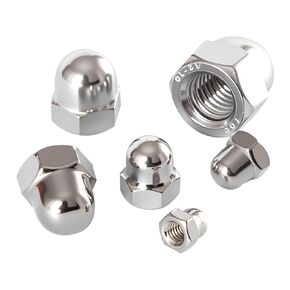 M10-1.5mm صواميل بغطاء الجوزة 10 قطع، 18-8 من الفولاذ المقاوم للصدأ (304) صواميل بغطاء قبة سداسية، لمسة نهائية سادة لامعة، صامولة تاج مقببة ناعمة in Kuwait