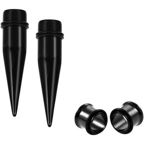 9MM Stainless Steel Ear Gauge Taper Stretching + Single Flare Plugs Flesh Tunnel Kit with O-Rings 2 Pairs in Kuwait