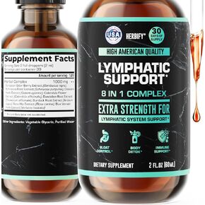 قطرات التصريف اللمفاوي من هيربيفي لإزالة سموم الكبد ودعم المناعة - قطرات دعم الجهاز الليمفاوي - تنظيف التخلص من السموم - كمية تكفي لمدة 60 يومًا - 2 أونصة سائلة مصنوعة في الولايات المتحدة الأمريكية in Kuwait