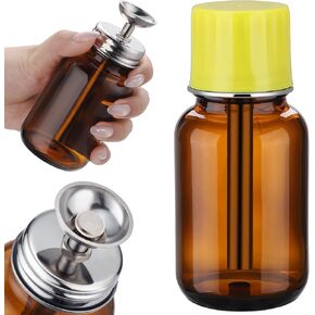 4Oz / 120ml Glass Dispensing Bottles with Copper Core for Acetone/PFA/LDPE, One-Touch Liquid Dispenser Pump with Cover for Chemical & Industrial Liquids, Refillable Sample Tincture Containers, Amber in Kuwait