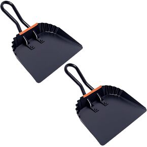 2 Pack Metal Dust Pan, 12 Inch Heavy Duty Dustpans, with Handle Black Large Dustpan for Indoor, Outdoor, Home Garage,Fireplace, Industrial and Commercial Use in Saudi Arabia