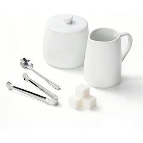 Sugar and Creamer Set, Ceramic Sugar Bowl with Lid and Spoon, Creamer Container for Coffee in Saudi Arabia