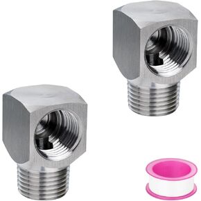 Short Elbow Fitting for Hand Sink Faucet, Save Space Behind Sink, Both Ends 1/2" NPT Thread, 304 Stainless Steel, Teflon Tape Included in Saudi Arabia
