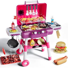 Kids Play Kitchen Toys，BBQ Grillkids Kitchen playset Toy, Pretend Play Cooking Toys with Smoke, Light & Sound - Indoor/Outdoor Play Kitchen Set, Christmas Birthday Gift for Boys Girls 3 4 5 6 Years in Kuwait