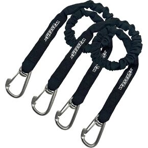 WAVESRX DockingPal - خطوط رصيف بنجي مسطحة ممتازة للقوارب وحبل رصيف مرن للقوارب مع حلقات تسلق من الفولاذ المقاوم للصدأ | يمتد من 3' إلى 5' | يمتص الصدمات ويمنع تلف Jet Ski وPWC in Kuwait