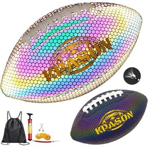 Football Holographic Bright Football Ball Peewee Size 3 / Youth Size 6/ Official Size 9, Reflective Glowing Composite Leather Footballs for Teens and Adults in Kuwait