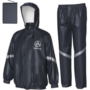 بدلة مطر مقاومة للماء للرجال والنساء، بدلات مطر بغطاء للرأس خفيفة الوزن وقابلة للتعبئة، ملابس مطر عاكسة للتنفس للدراجات النارية in Kuwait