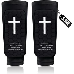 Soccer Shin Guards for Kids Youth & Adults - Honeycomb Padded Calf Compression Sleeves - Christian Philippians 4:13 Bible Verse Shin Pads in Saudi Arabia