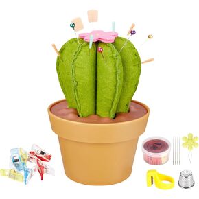 Cactus-Shaped Pin Cushion in a Pot with Included Sewing Notions | Magnetic Pin Holder | Cute Décor for Sewing Desks | Perfect Gift for Quilters, Sewers, Applique & Patchwork Crafters in Kuwait