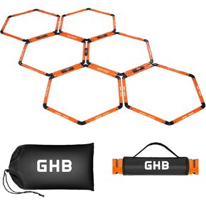 GHB Hex Agility Rings (6 Set) with Carry Bag, Portable Hexagon Speed Rings for Footwork Training, Football, Soccer, Boxing, Adjustable Layout for Drills & Fitness in Kuwait