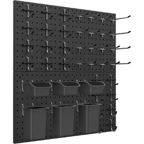 مجموعة لوحة Pegboard، تتضمن Pegboard وملحقاتها، مع خطافات وصناديق، ومنظم حائط Peg Board للمكتب، وعرض الزخارف، وتنظيم الحرف اليدوية (66، أسود) in Kuwait