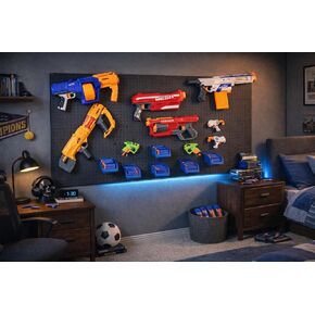 ملحقات منظم WallPeg Nerf - مجموعة صناديق Pegboard وخطافات Jumbo Peg - 6 صناديق تخزين كبيرة باللون الأزرق الكوبالت و20 خطافًا جامبو Peg - نظام تخزين Nerf للمسدسات والسهام - صنع في الولايات المتحدة الأمريكية in Kuwait