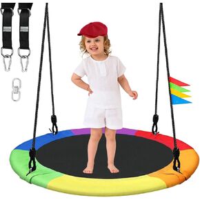 40 Inch Saucer Tree Swing for Kids, 900lbs Swings Seat for Children with Adjustable Hanging Straps Waterproof Safe Durable Swing Sets for Indoor Outdoor Backyard Playground, Blue in Kuwait