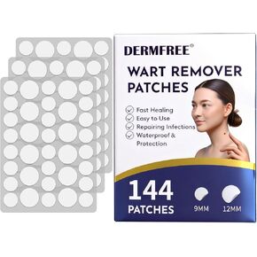 Wart Treatment Patches with 1% Salicylic Acid, Thin Waterproof Hydrocolloid Stickers for Hands & Feet, Discreet Protective Covers, 144 Count in Kuwait