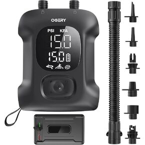OGERY Paddle Board Electric Pump 20PSI with Safe & Fast Dual Stage Inflation & Deflation, Max. 4.5 SUPs Long-Lasting, Smart Auto-Off Rechargeable Compact Air Pump for Sup Inflatable Beds Tent Boats in Kuwait