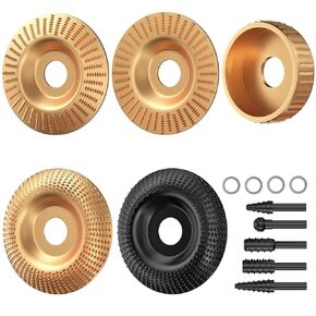 مجموعة أقراص نحت الخشب BURMONG 14 قطعة لمطحنة الزوايا، قرص تشكيل الخشب 4 بوصة و4.5 بوصة وعجلة الطحن، أقراص نحت الفولاذ الكربوني مع نتوءات دوارة، حلقات محول 5/8 بوصة و7/8 بوصة in Kuwait
