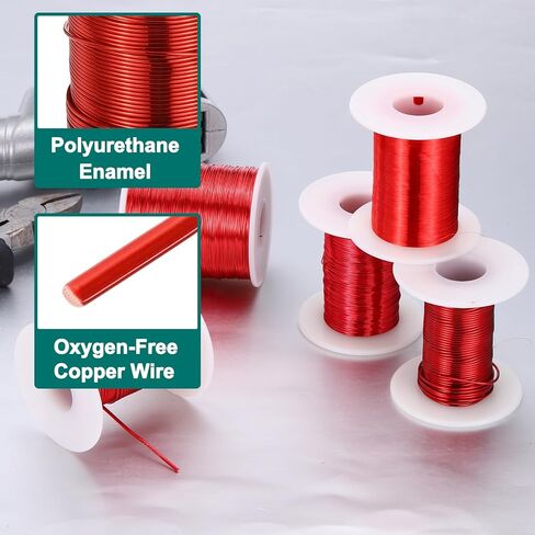 Generic 22 AWG Magnet Wire, 22 Gauge Enameled Copper Wire, 2 oz Magnetic Coil Wire for Transformer, Motor, Electric, 155C(311F) in Saudi Arabia