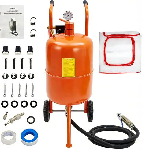 Sand Blasting Machine, 10 Gallon Portable Abrasive Blaster with 125 PSI & Oil-Water Separator, Includes 4 Ceramic Nozzles for Rust, Paint, Stain Removal in Kuwait