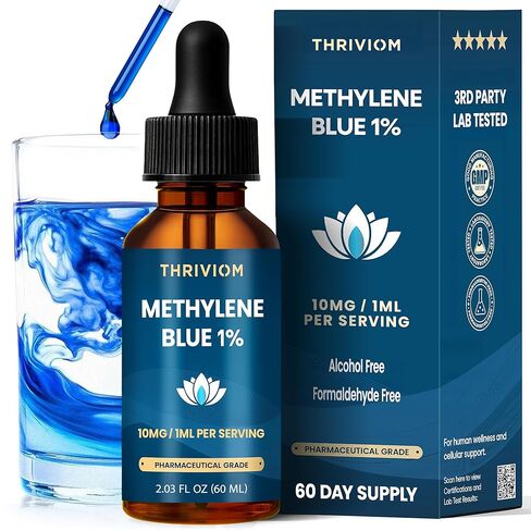Methylene Blue Drops for Humans – 99.99% USP Pharmaceutical Grade, Pure 1% Solution for Energy, Focus,Cellular & Cognitive Support, Formaldehyde Free, 3rd Party Tested, GMP Certified Supplement (2 Oz) in Saudi Arabia