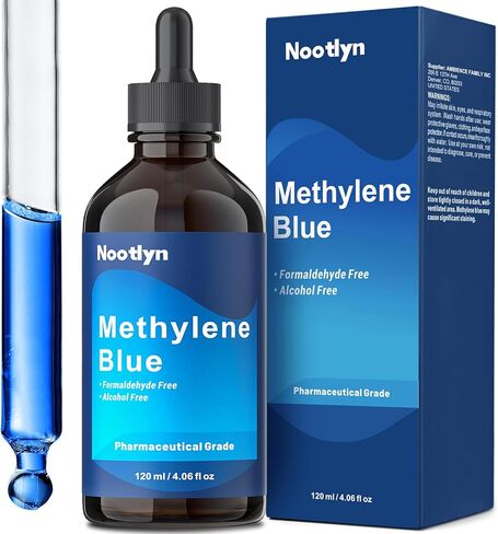 المكمل الغذائي الأزرق الميثيلين، 4.06 أونصة سائلة (120 مل)، 5 مرات مركزة، قطرات المكملات الغذائية، خالي من الفورمالديهايد والكحول in Kuwait