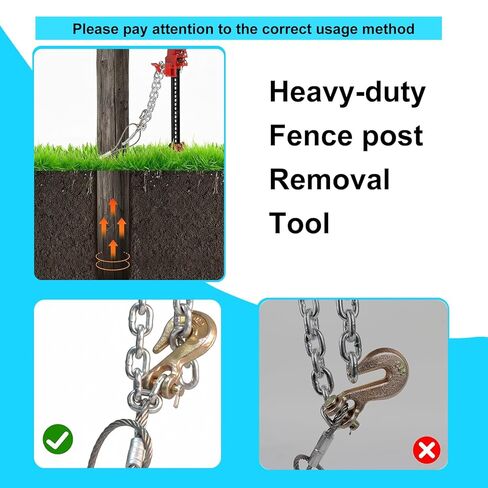 Heavy-Duty Fence Post Puller with Galvanized Aircraft Cable & 1/4" Chain, Post Extractor for Fence Repair, Stump Removal, 4x4 Post Replacement, Includes Portable Tool Bag in Saudi Arabia