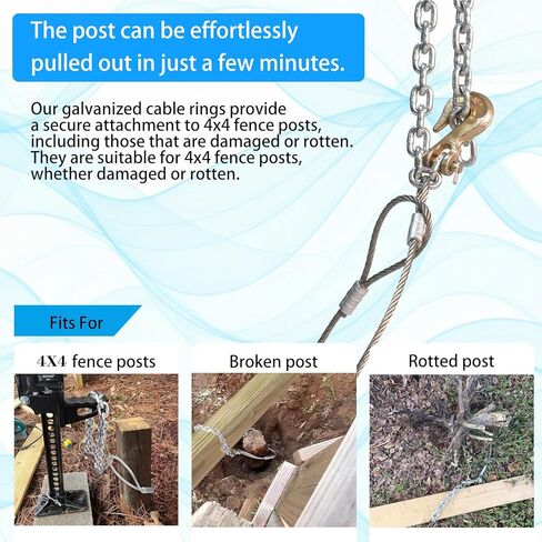 Heavy-Duty Fence Post Puller with Galvanized Aircraft Cable & 1/4" Chain, Post Extractor for Fence Repair, Stump Removal, 4x4 Post Replacement, Includes Portable Tool Bag in Saudi Arabia