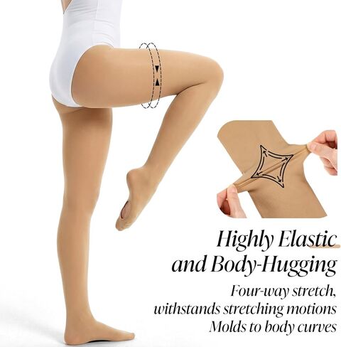 Deep Skin Tone Ballet Tights, Ultra Soft Dance Tights for Teen & Adult Women, Convertible Leggings Stockings for Girls Aged 16+ (XXL) in Saudi Arabia