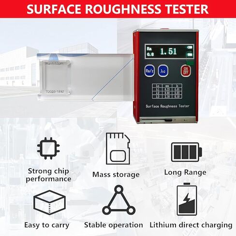 Professional Handheld Roughness Tester Meter,High Accuracy 0.01μm Portable Profilometer with 4 Parameters Ra/Rq 0.05~20μm Rz/Rt 0.1~50μm,Complete Kit with Calibration Block in Kuwait