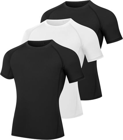 3 Pack Boys Compression Shirt Short Sleeve Youth Basketball Undershirt Kids Athletic Quick Dry Base Layer T-Shirt in Kuwait