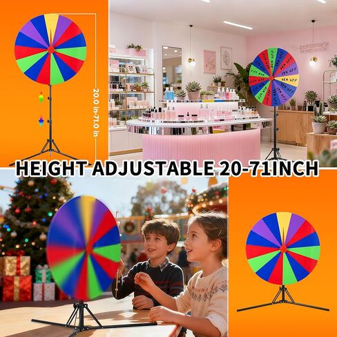 24 inch Spinning Prize Wheel with Stand, Heavy-Duty Storable Spinning Wheel for Prizes, DIY Wheel Spinner for Trade Shows Carnivals Fortune Spinning Game, Heigh Adjusable 20''-71'' in Saudi Arabia