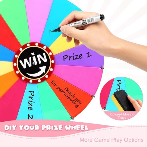 عجلة جائزة دوارة مقاس 24 بوصة، عجلة أسماء دوارة شديدة التحمل بـ 14 لونًا للجوائز، حامل سطح المكتب والأرضية قابل للتعديل، عجلات روليت الحظ لجوائز الكازينو DIY للعائلة والحفلات والكرنفالات والمعارض التجارية in Kuwait