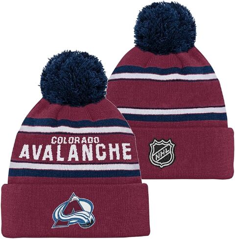 Outerstuff NHL Kids Youth 8-20 Officially Licensed Primary Logo Sport Knit Cuffed Knit Pom Hat Beanie in Saudi Arabia