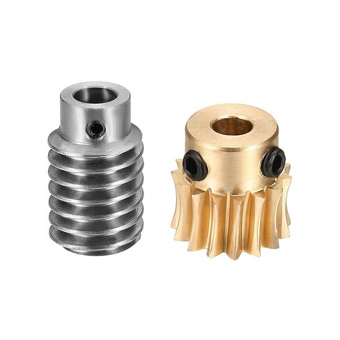 uxcell Worm Gear Set 50T 1 Module 50:1 Reduction Rate, Right Rotation Drive Gear Box Wheel Reduce Transmission Part (Brass Gear-14mm Bore, #45 Steel Rod 5mm Bore) in Saudi Arabia