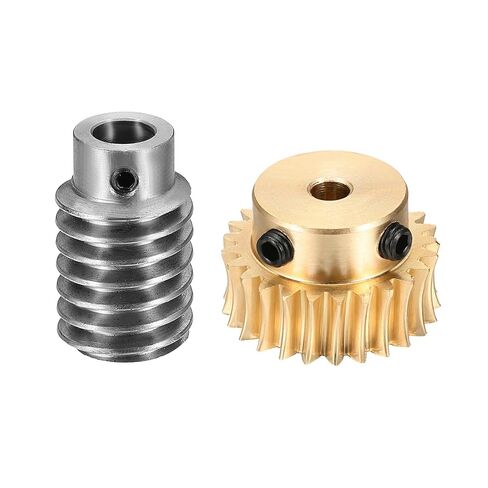 uxcell Worm Gear Set 50T 1 Module 50:1 Reduction Rate, Right Rotation Drive Gear Box Wheel Reduce Transmission Part (Brass Gear-14mm Bore, #45 Steel Rod 5mm Bore) in Saudi Arabia