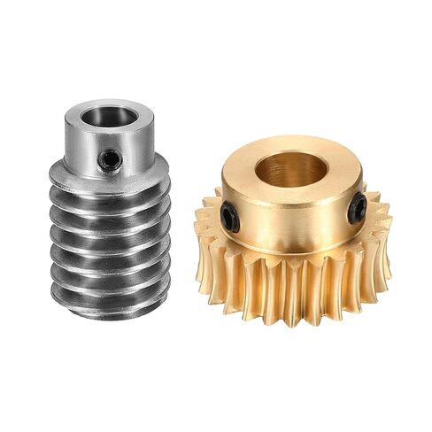 uxcell Worm Gear Set 50T 1 Module 50:1 Reduction Rate, Right Rotation Drive Gear Box Wheel Reduce Transmission Part (Brass Gear-14mm Bore, #45 Steel Rod 5mm Bore) in Saudi Arabia