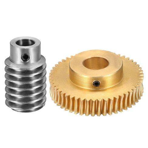 uxcell Worm Gear Set 50T 1 Module 50:1 Reduction Rate, Right Rotation Drive Gear Box Wheel Reduce Transmission Part (Brass Gear-14mm Bore, #45 Steel Rod 5mm Bore) in Saudi Arabia