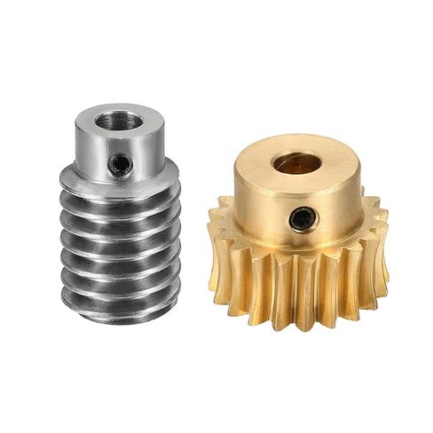 uxcell Worm Gear Set 50T 1 Module 50:1 Reduction Rate, Right Rotation Drive Gear Box Wheel Reduce Transmission Part (Brass Gear-14mm Bore, #45 Steel Rod 5mm Bore) in Saudi Arabia