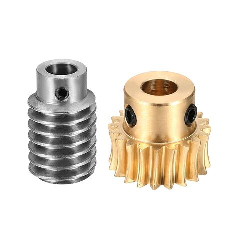 uxcell Worm Gear Set 50T 1 Module 50:1 Reduction Rate, Right Rotation Drive Gear Box Wheel Reduce Transmission Part (Brass Gear-14mm Bore, #45 Steel Rod 5mm Bore) in Saudi Arabia