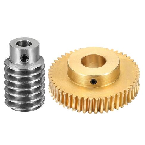 uxcell Worm Gear Set 50T 1 Module 50:1 Reduction Rate, Right Rotation Drive Gear Box Wheel Reduce Transmission Part (Brass Gear-14mm Bore, #45 Steel Rod 5mm Bore) in Saudi Arabia