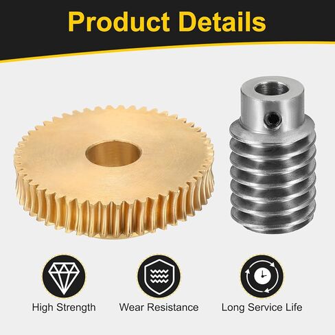 uxcell Worm Gear Set 50T 1 Module 50:1 Reduction Rate, Right Rotation Drive Gear Box Wheel Reduce Transmission Part (Brass Gear-14mm Bore, #45 Steel Rod 5mm Bore) in Saudi Arabia