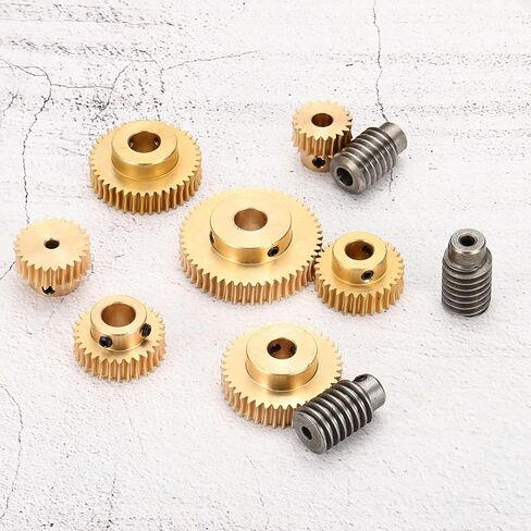 uxcell Worm Gear Set 50T 1 Module 50:1 Reduction Rate, Right Rotation Drive Gear Box Wheel Reduce Transmission Part (Brass Gear-14mm Bore, #45 Steel Rod 5mm Bore) in Saudi Arabia
