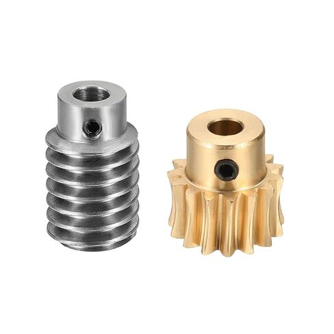 uxcell Worm Gear Set 50T 1 Module 50:1 Reduction Rate, Right Rotation Drive Gear Box Wheel Reduce Transmission Part (Brass Gear-14mm Bore, #45 Steel Rod 5mm Bore) in Saudi Arabia